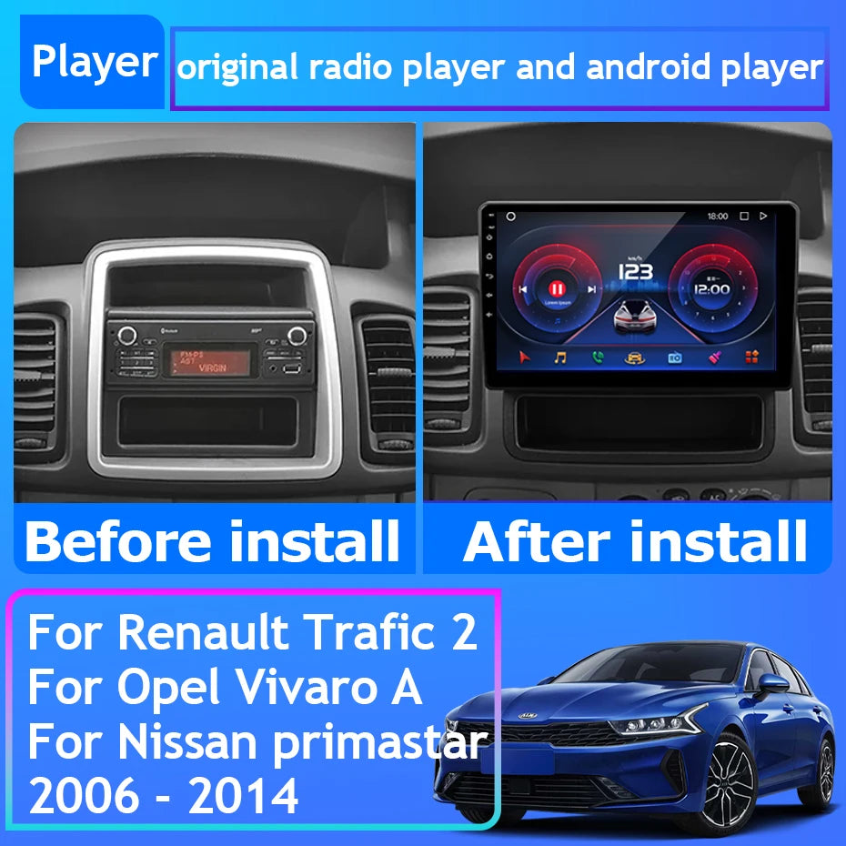 Car Stereo with Apple CarPlay & Android Auto, Compatible with Renault Trafic 2, Opel Vivaro A & Nissan Primastar