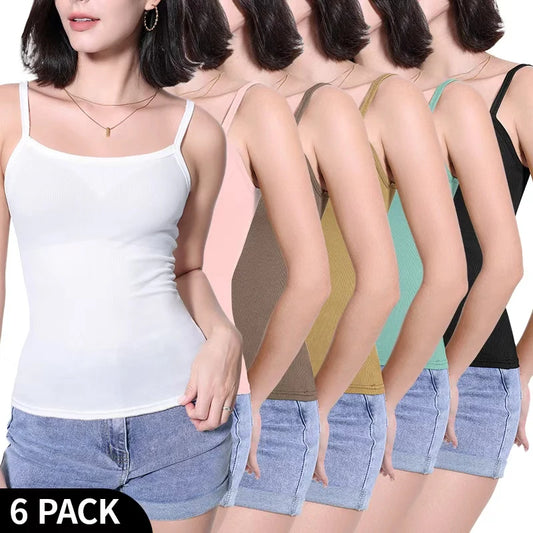3/6piece Set Of Women's Multi-color Combination Fashionable Sexy Vest For Teenagers Comfortable Plus Size Four Season Base Shirt