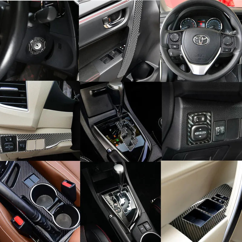 Black Carbon Fiber Car Interior Decoration Protection Sticker Auto Accessories For Toyota Corolla 2014 2015 2016 2017 2018