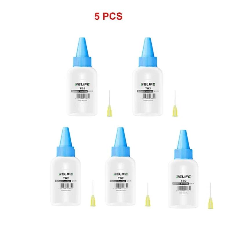 5pcs TB2  50ML Empty Plastic Bottle Phone Repair Squeeze Bottle for Alcohol Soldering Flux Rosin Dispenser With Needle