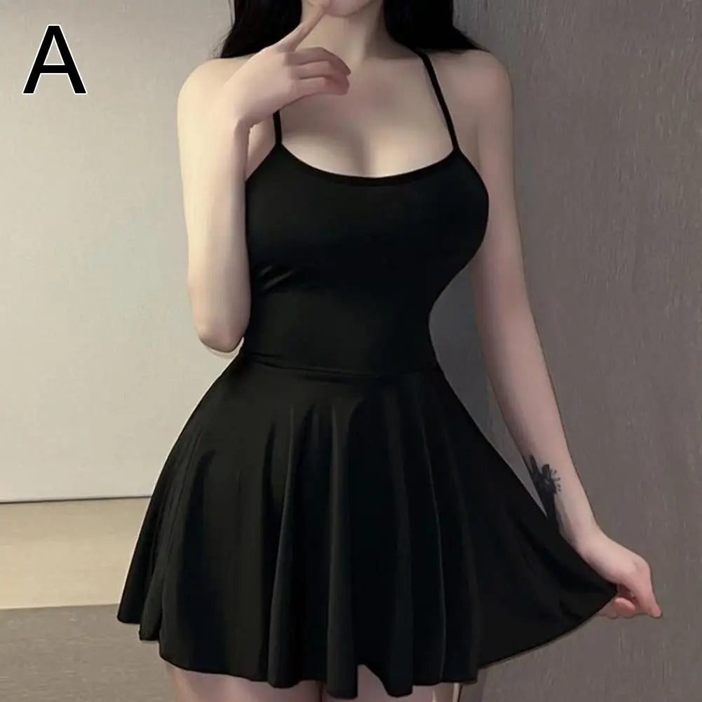 Women's Pleated Micro Mini Dress – Backless Ruffled Bandage Slip Night Club Dress | Black, Gray, White, Red
