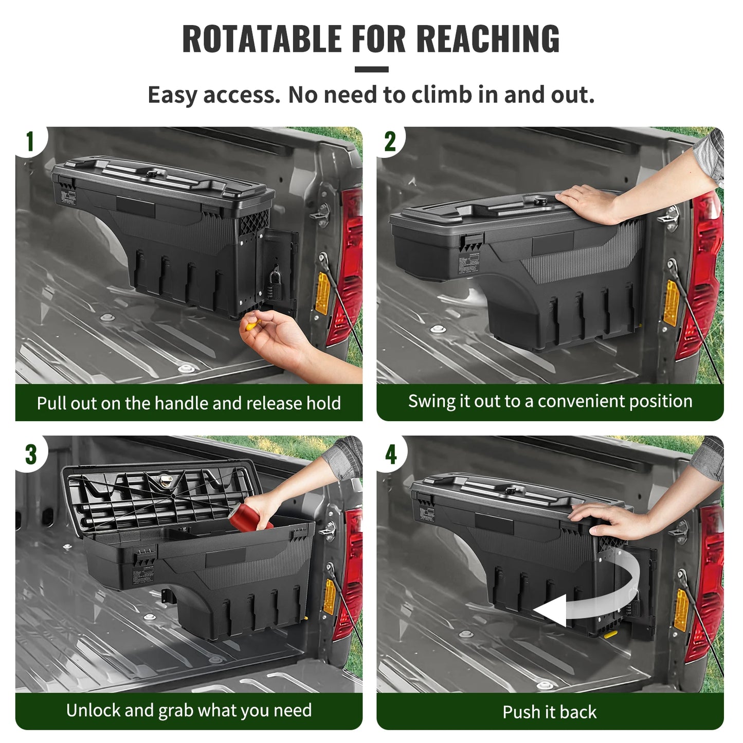 Lockable Wheel-Well Truck Bed Storage Box, Waterproof — Fits Silverado, Sierra & Full-Size Pickups
