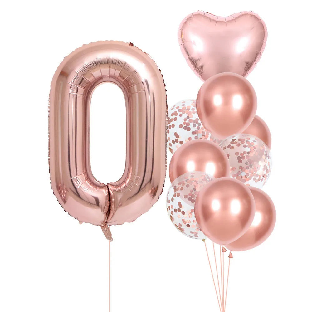 40 Inch 0-9 Rose Gold Number Balloons Set Birthday Party Wedding Celebration Ceremony Wedding Room Decoration Supplies