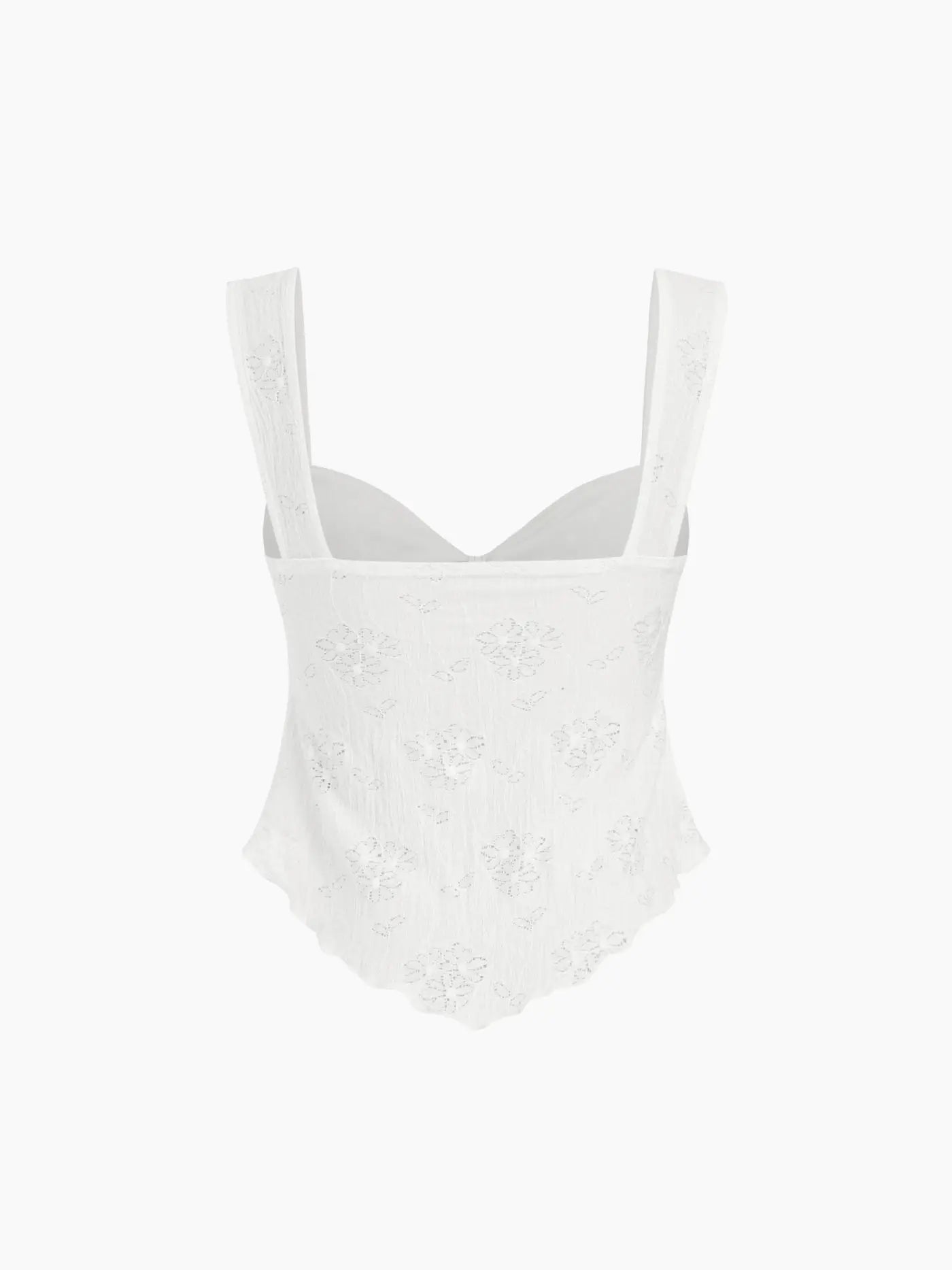 Women's Wide Strap V-Neck Bow Eyelet Lace Fitted Camisole – Sweet Chic Spring Summer Top