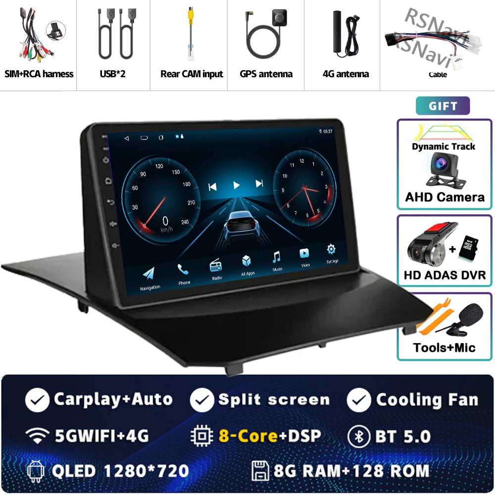 Plug and Play Android 16 Carplay Auto Qualcomm Screen Car Radio Player For Ford Fiesta 2011-2015 GPS DSP Stereo BT Navigation 4G