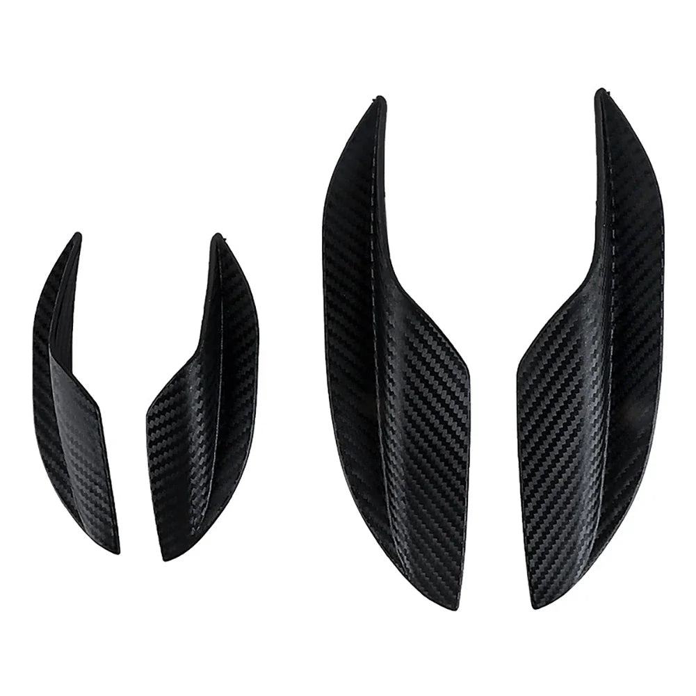 4pcs Universal Carbon Fiber Car Front Bumper Lip Rubber Fins Styling Spoilers Splitter Canards Valence Sticker Decorative Kit