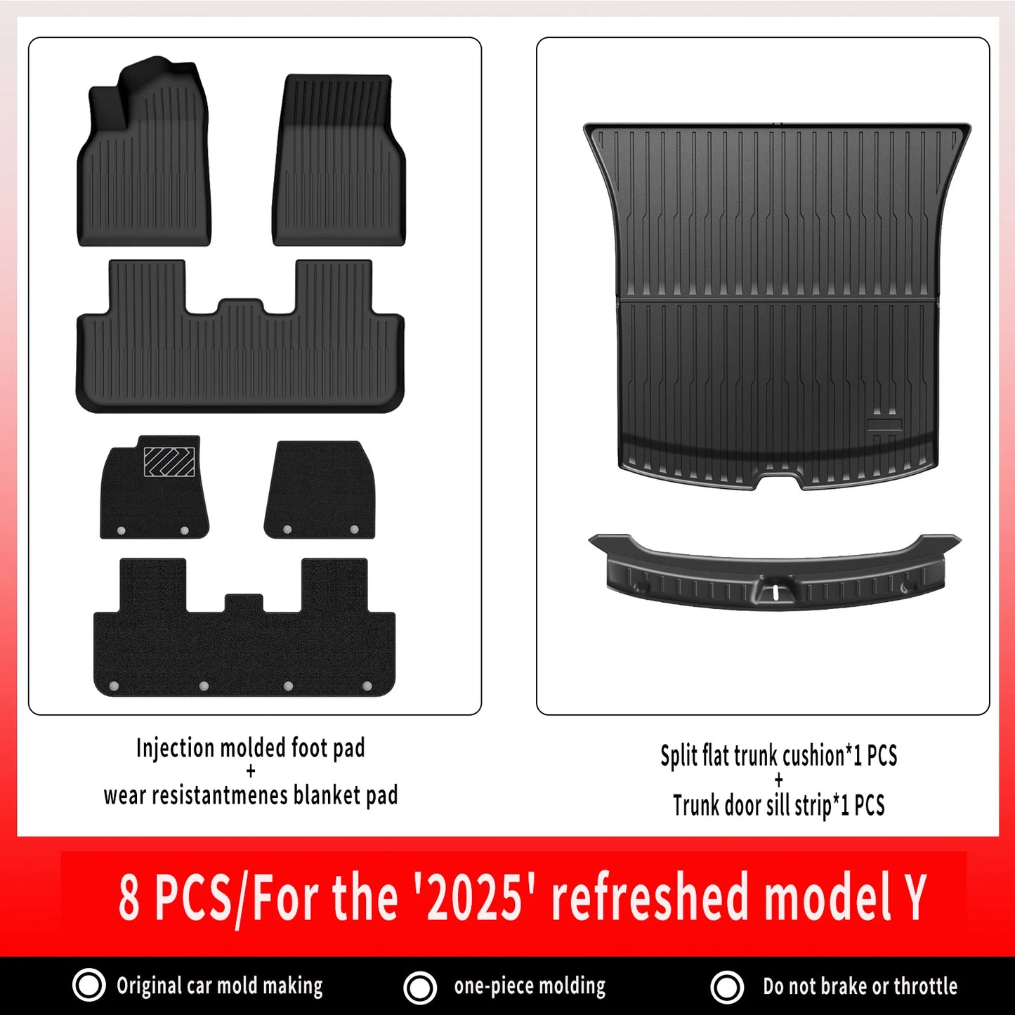 For New Tesla Model Y Launch 2026+ Juniper 2026+ TPE Floor Mats & Cargo Liner, All Weather Trunk Mats Floor Liner Backrest Mats