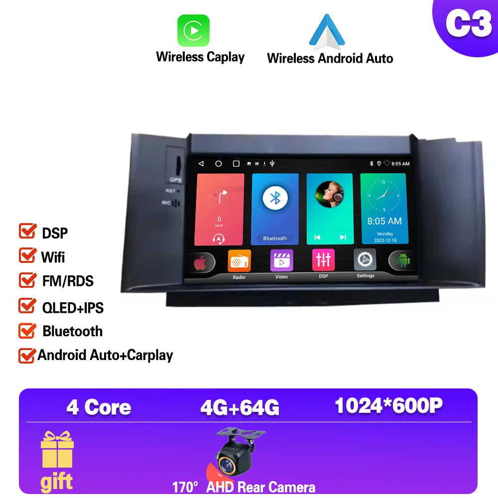 7" Car Stereo with Apple CarPlay & Android Auto, Compatible with Citroen C4, C4L & DS4