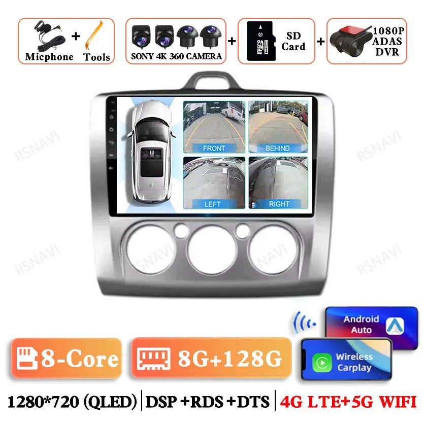 Android 14 Head Unit with CarPlay for Ford Focus 2/3 Mk2/Mk3 (2004-2011)