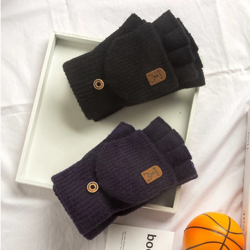 Knit Fingerless Touchscreen Gloves, Unisex
