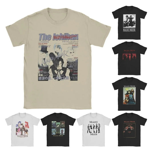Malice Mizer Band Singer T Shirts Vintage T-Shirts Round Neck Rock Musician Tees Short Sleeve merchandise