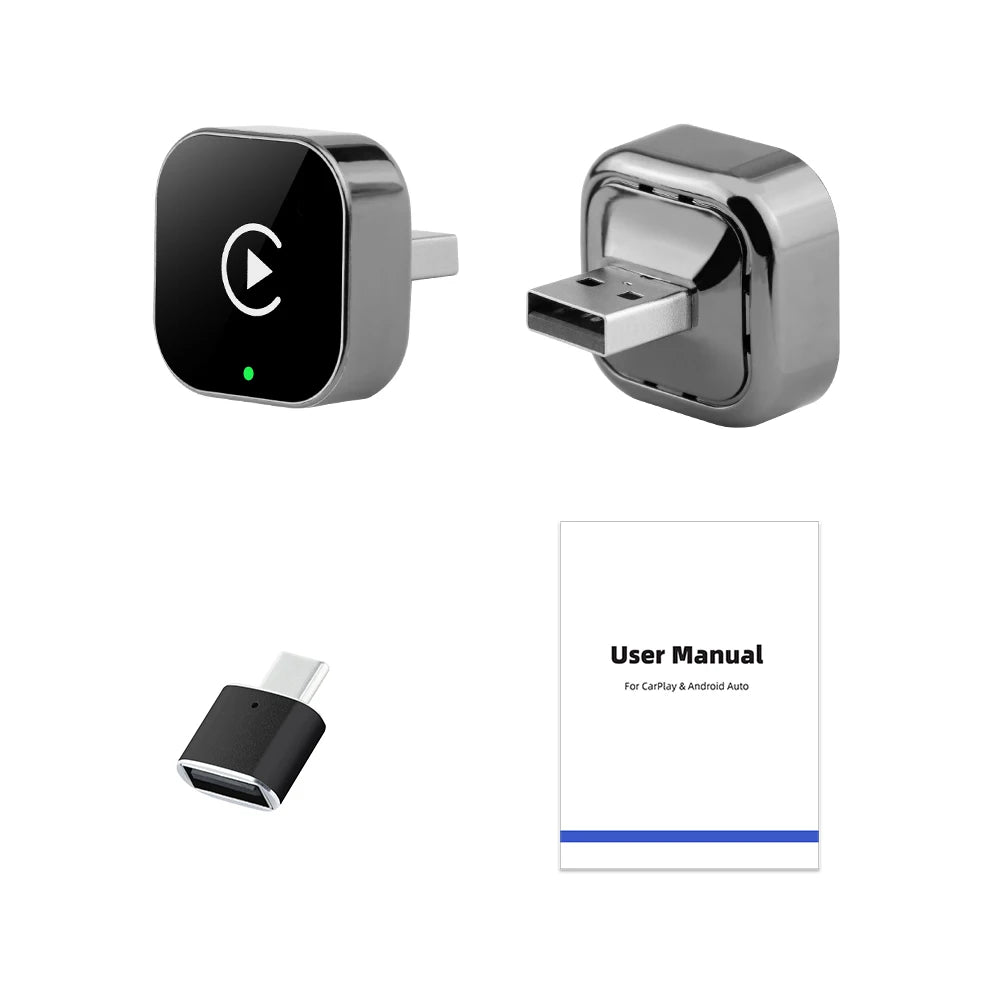 BEPOCAM 2in1 Wireless CarPlay Smart Mini Box Android Auto for OEM Car Stereo 5Ghz WiFi Type-C/USB Plug and Play CarPlay