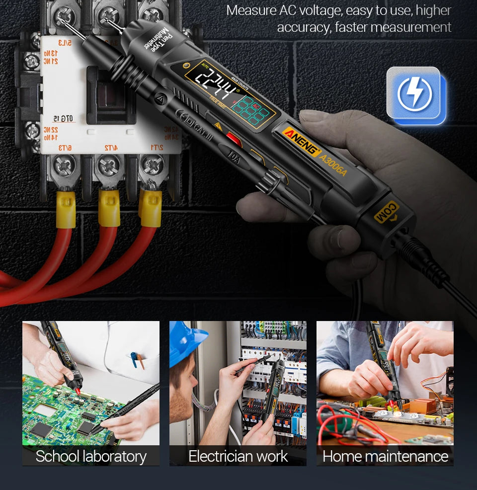 ANENG A3006A Digital Pen Multimeter 4000Counts AC/DC Voltage Non-contact Inductive Electricity Hz Diode Resistance Tester Tools
