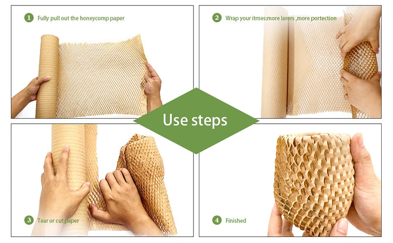 10M Honeycomb Cushioning Wrap Roll for Moving Shipping Packaging Gifts Recyclable Honeycomb Paper Supplies Bubble Paper Wrapp