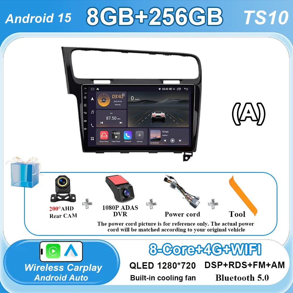 Car Stereo with Apple CarPlay & Android Auto, Compatible with VW Golf 7 (2012-2020)