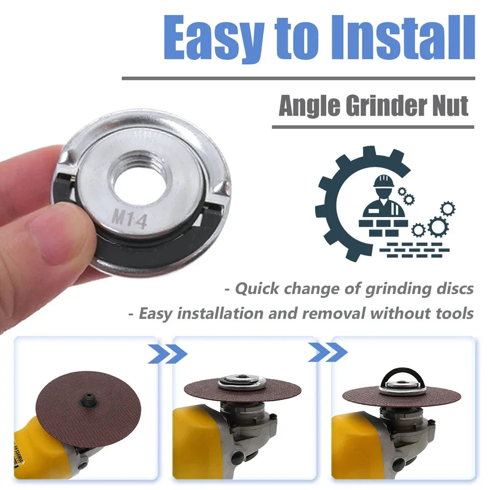 Quick Release M14 Flange Locking Nut for Angle Grinder – Replacement Spindle Nut, Easy to Install for Grinder Accessories