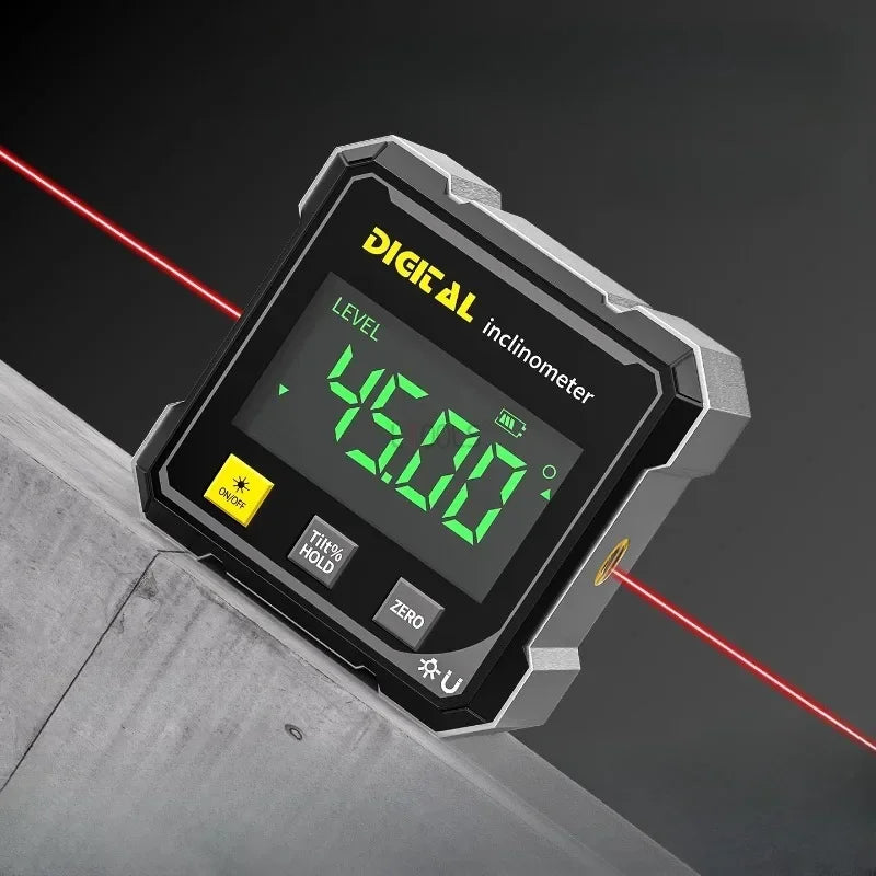Pocket Digital Level Protractor Inclinometer Professional Digital Display Angle Gauge 360 Degree Magnetic Electronic Level Laser
