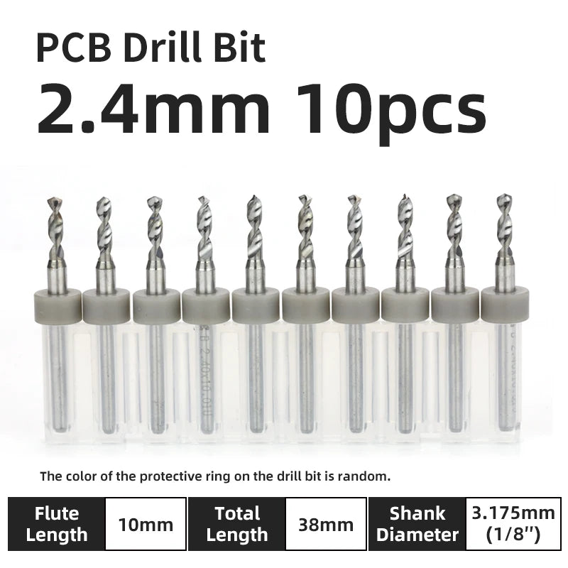 TOOLEYE 10pcs PCB Drill Bit Set Micro Drills Printed Circuit Board 1/8" Shank Mini CNC Drill Bits 0.1-3.175mm Drilling Tools
