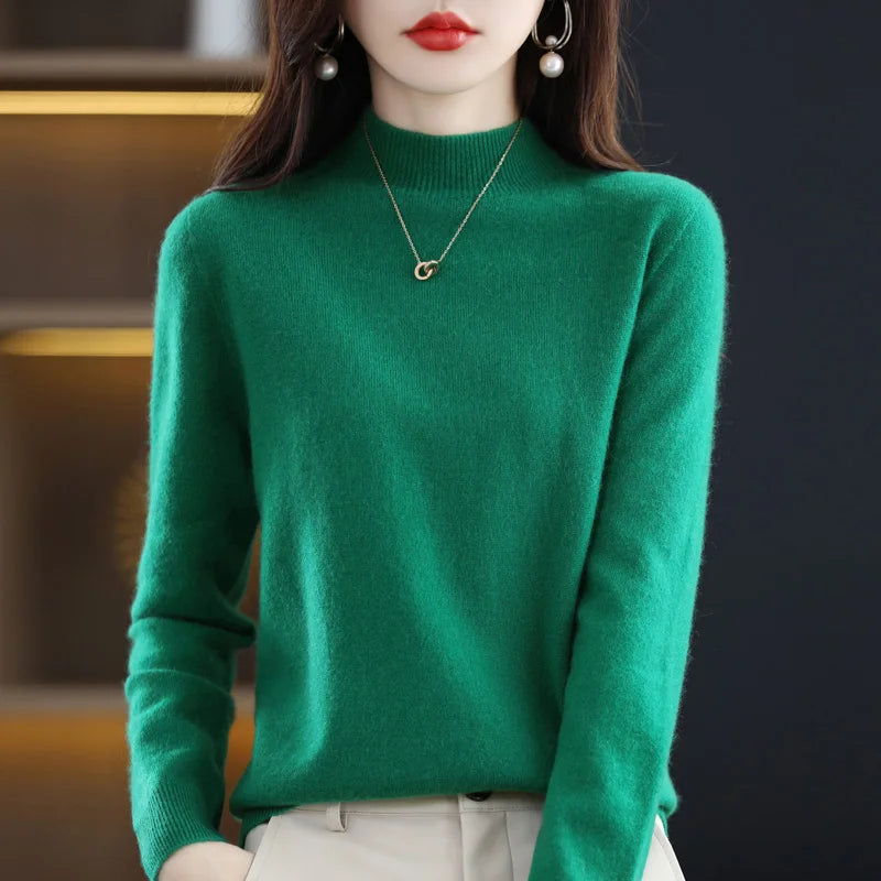Women's Merino Wool Mock Neck Sweater