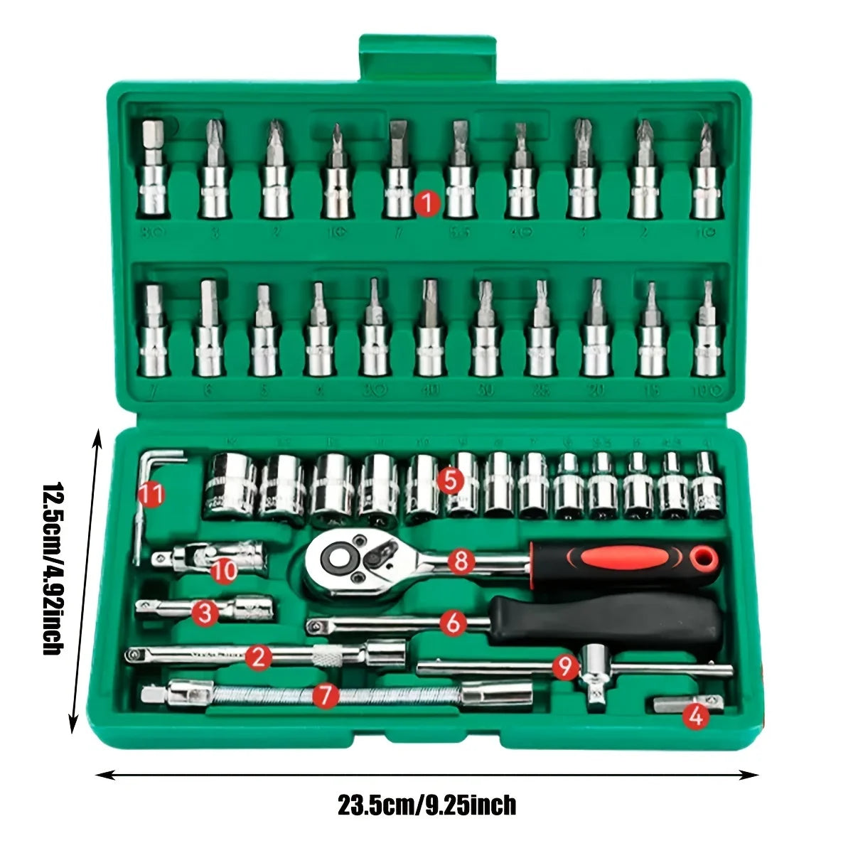 2026 New 46-piece Auto Repair Combination Ratchet Wrench Auto Maintenance Vehicle-mounted Socket Repair Set Tool Box
