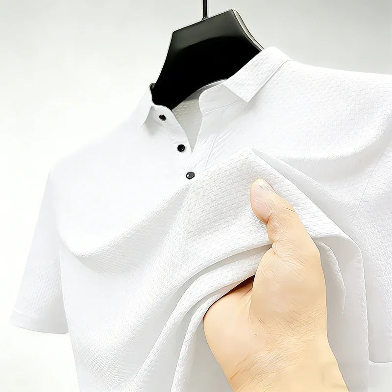 Men's Waffle-Knit Polo - Lightweight Breathable, Summer Base Layer