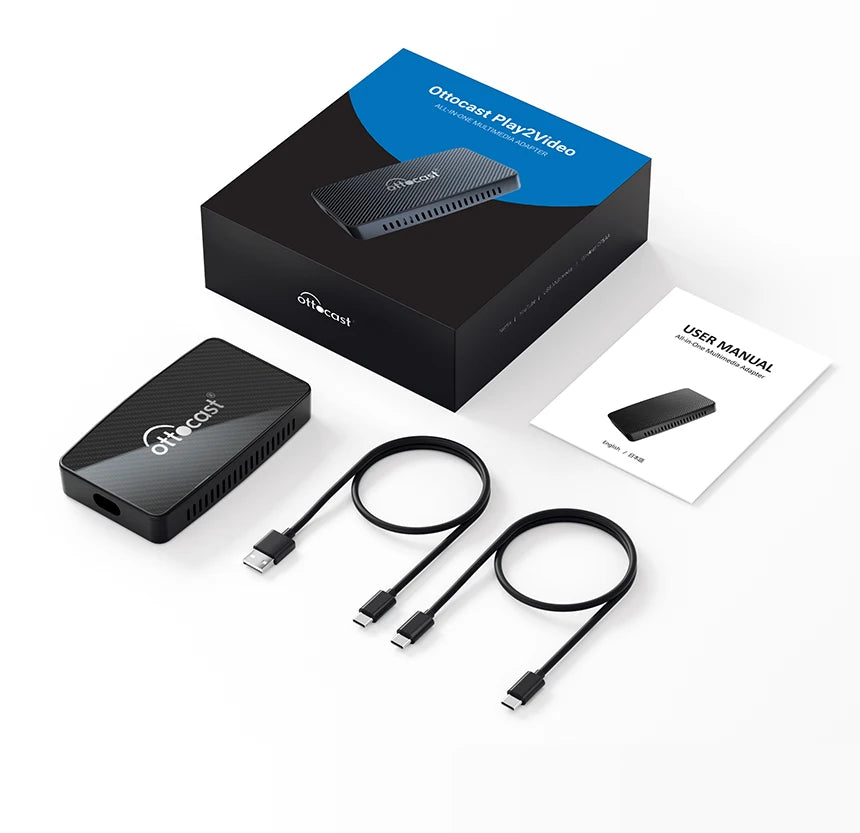 Ottocast Play2Video PRO Ai Box Carplay Android Auto Adapter 2026 New Video Box for Youtube Netflix IPTV Applicable 98% Car