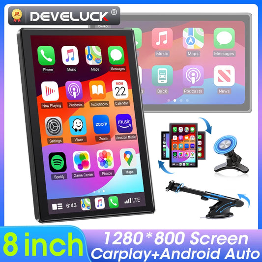8" Portable Car Stereo with Apple CarPlay & Android Auto