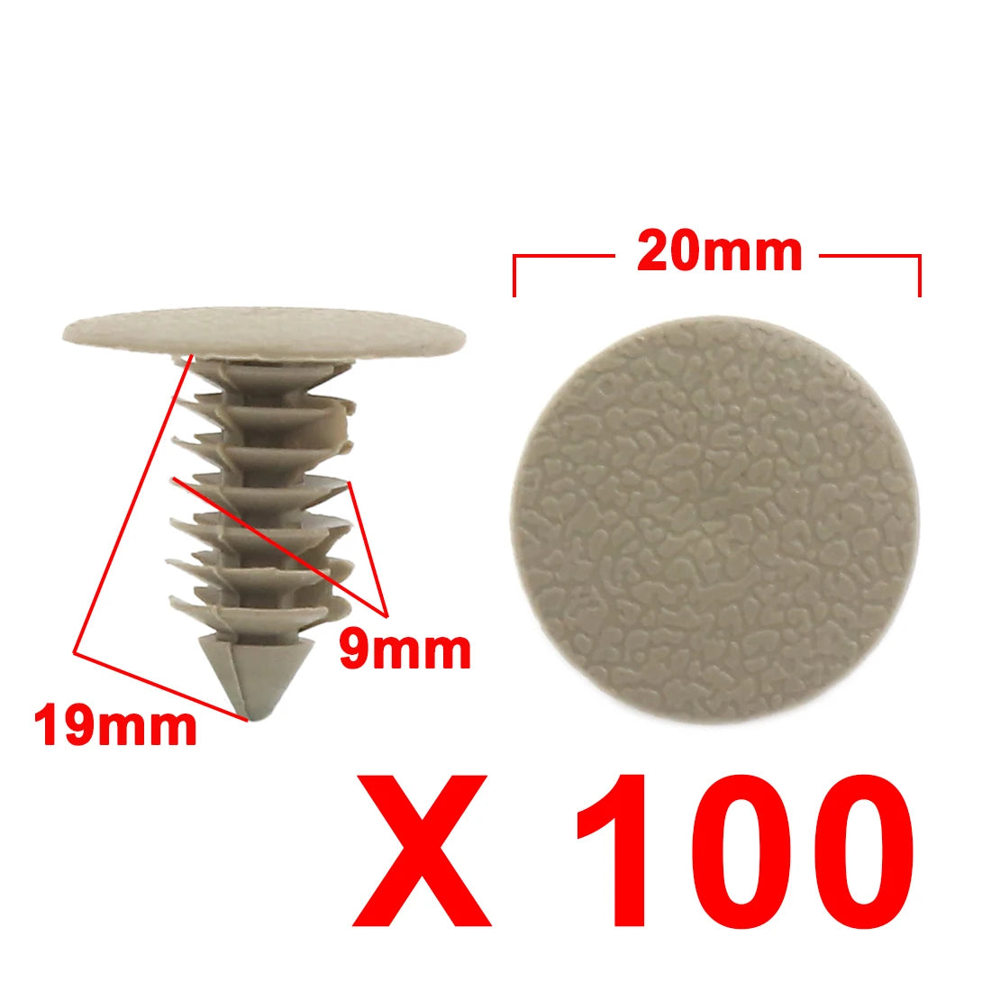 X Autohaux Vehicle Universal 10-100Pcs Gray Beige Plastic Door Bumper Push Rivets Clip 9mm Retainer Clips Fasteners For Auto Car