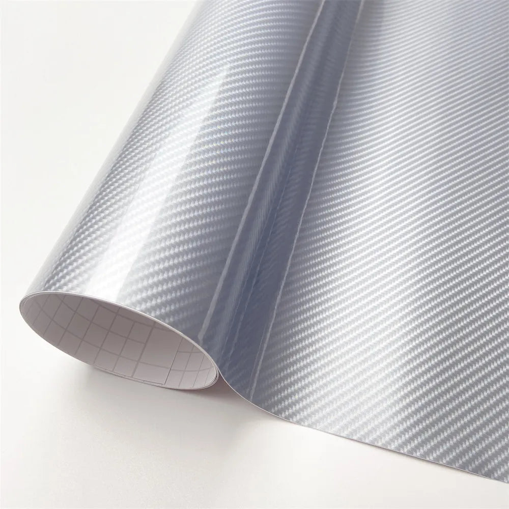 Silver Self-Adhesive 6D Carbon Fiber Vinyl Film for Car Wrapping Auto Styling Hood Roof Decorative Roll Car Tuning Accessories
