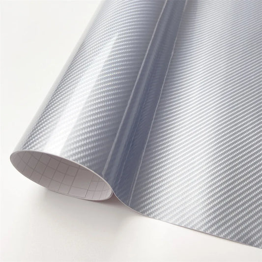 Silver Self-Adhesive 6D Carbon Fiber Vinyl Film for Car Wrapping Auto Styling Hood Roof Decorative Roll Car Tuning Accessories