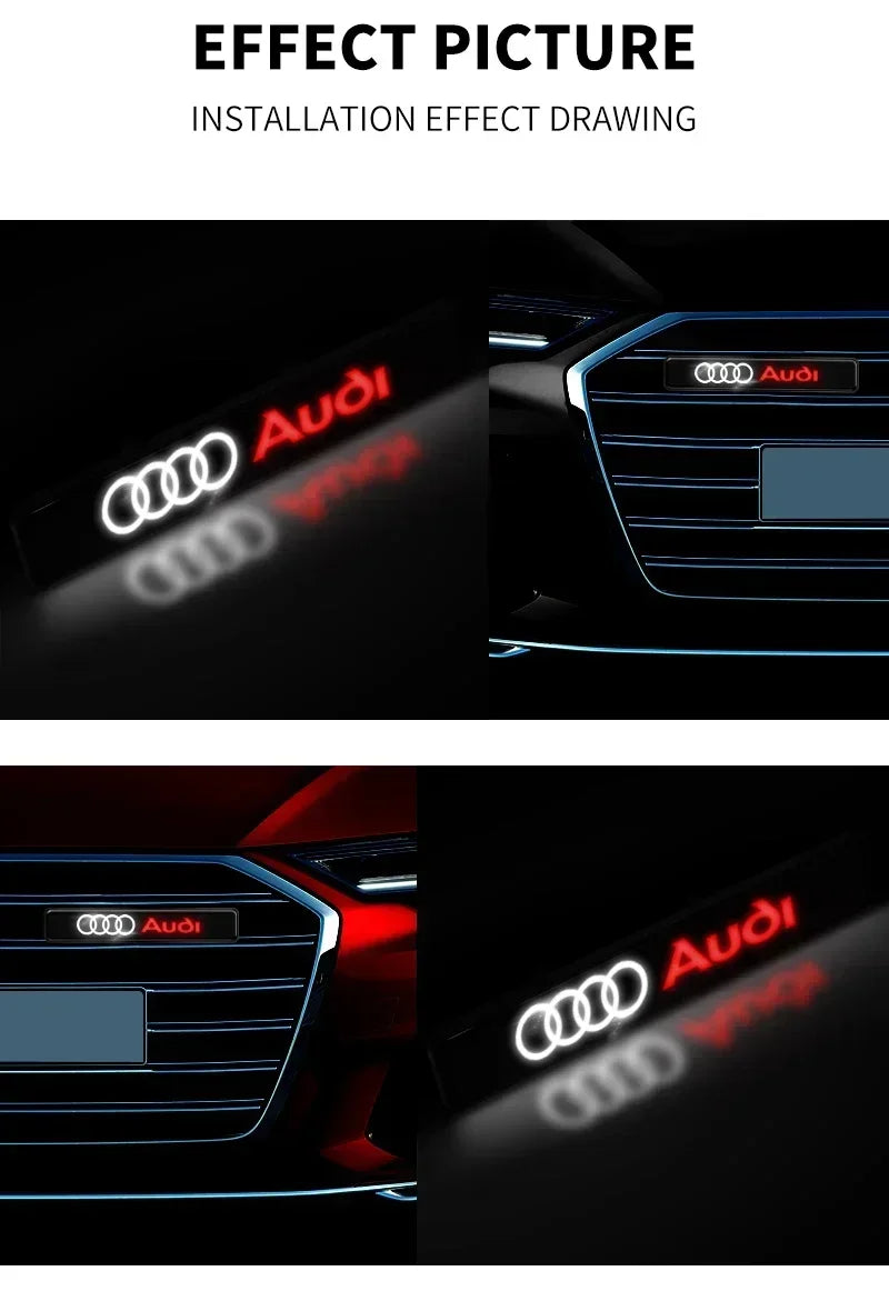 Front Grille Decoration Badge Car Head Grill Emblem LED Light Audi Sline A6 Q3 A3 B5 B6 B7 B8 B9 Q7 8P 8V 8L A5 A4 C6 Car sticke