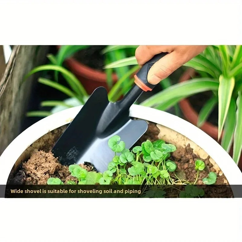 Metal Garden Trowel with Ergonomic Black Handle and Orange Trim - Perfect Tool for Planting Flowers and Vegetables