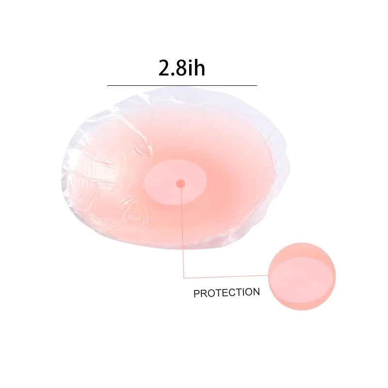 4 Pcs Silicone Nipple Covers, Invisible & Reusable. 8x8cm, Adhesive, for Backless Dresses