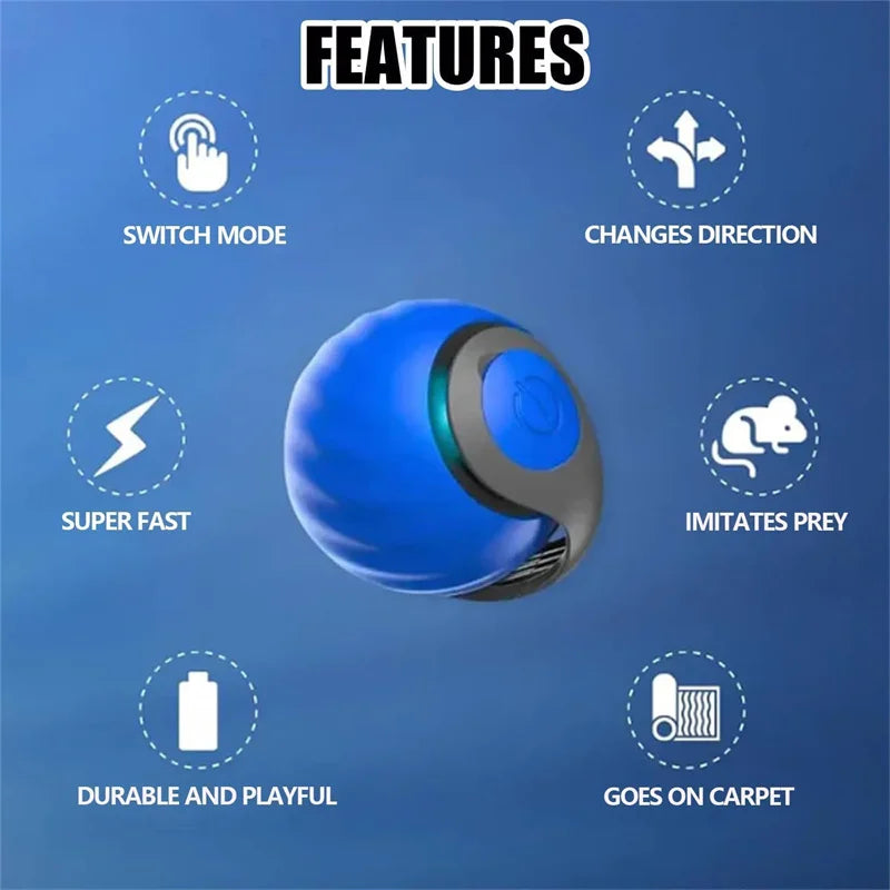 Smart Electric Rolling Cat Toy Ball – USB Rechargeable Automatic Interactive Teaser | Moving Bouncing Ball for Cats