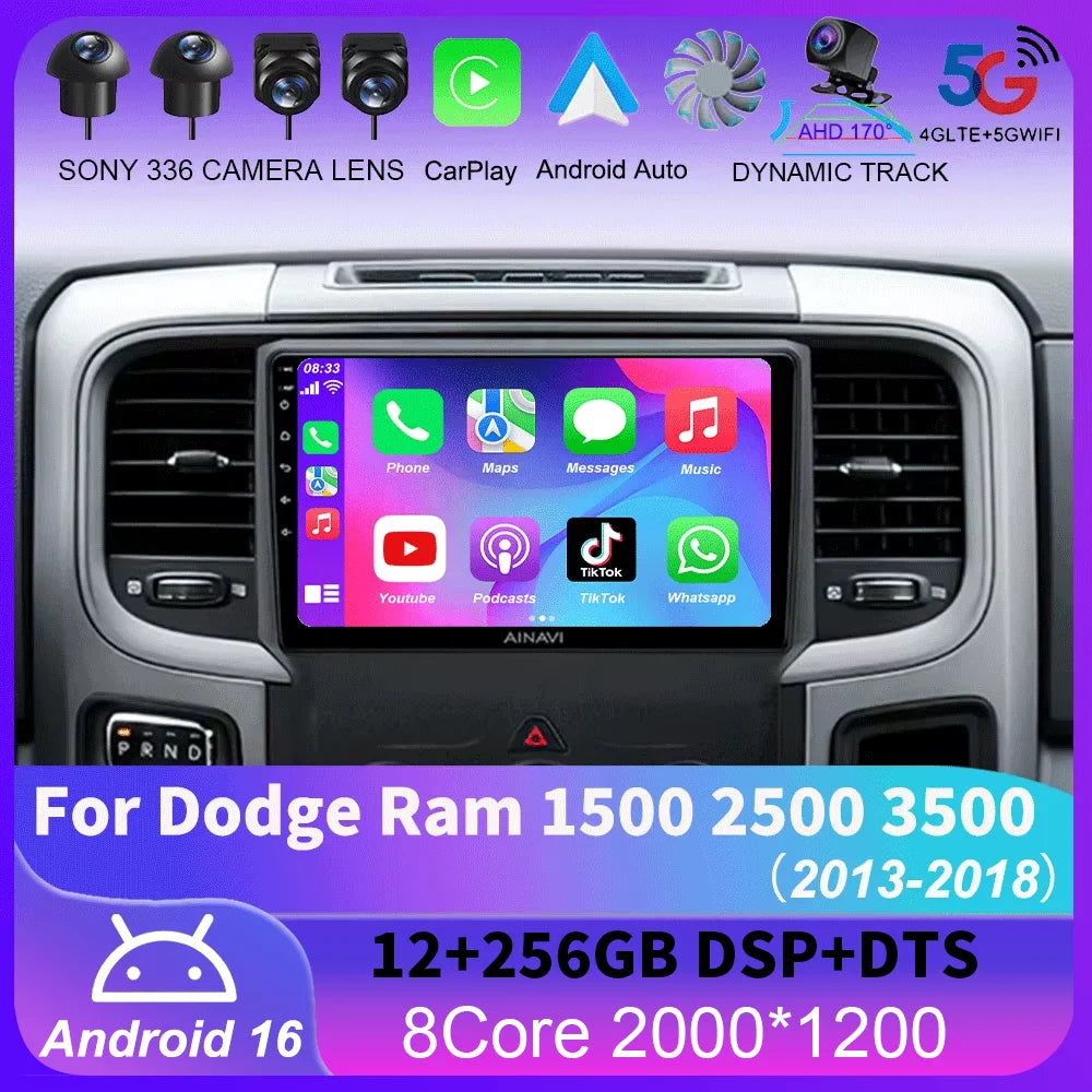 Android Car Radio Head Unit with GPS for Dodge Ram 1500/2500/3500 (2013-2018)