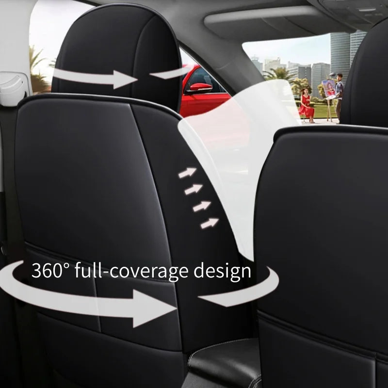 7-Seater Ice Silk & PU Leather Car Seat Cover Set for MPV