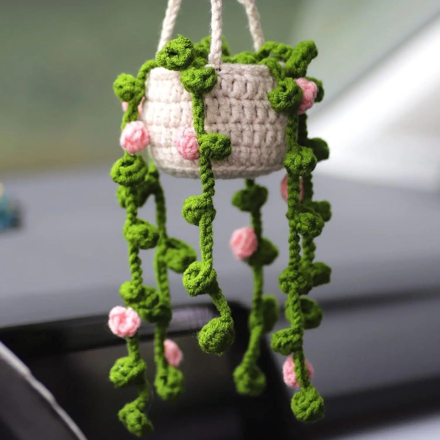 Handmade Crochet Car Styling Plants Succulent Car Plant Ornamentos Decoration Interior Accersories Cute Gift for Women