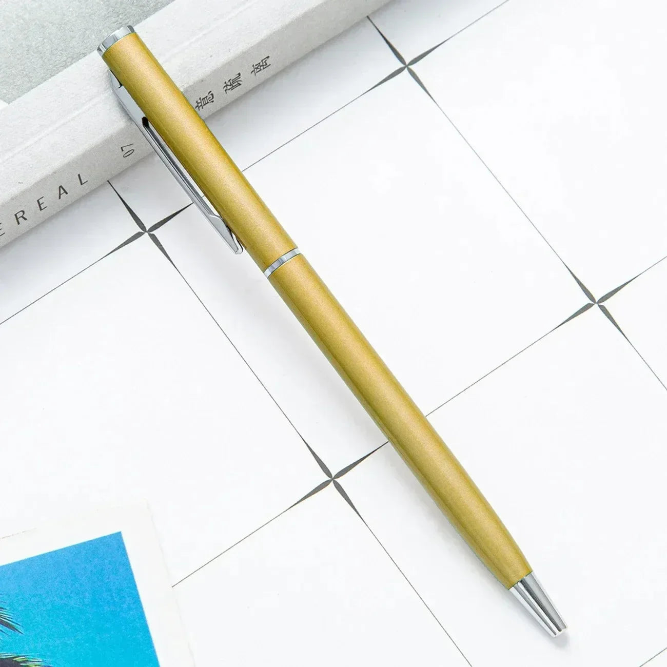 20-200 Pens New Slim Metal Ballpoint Pens Rose Gold Custom Logo Advertising Lettering Engraved Name School Office Supplies Gifts