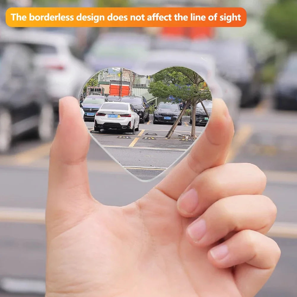 2PCS Adjustable Heart Shaped Car Reversing Aid Rearview Convex Mirror Car Blind Spot Rearview Mirror 360 Degree