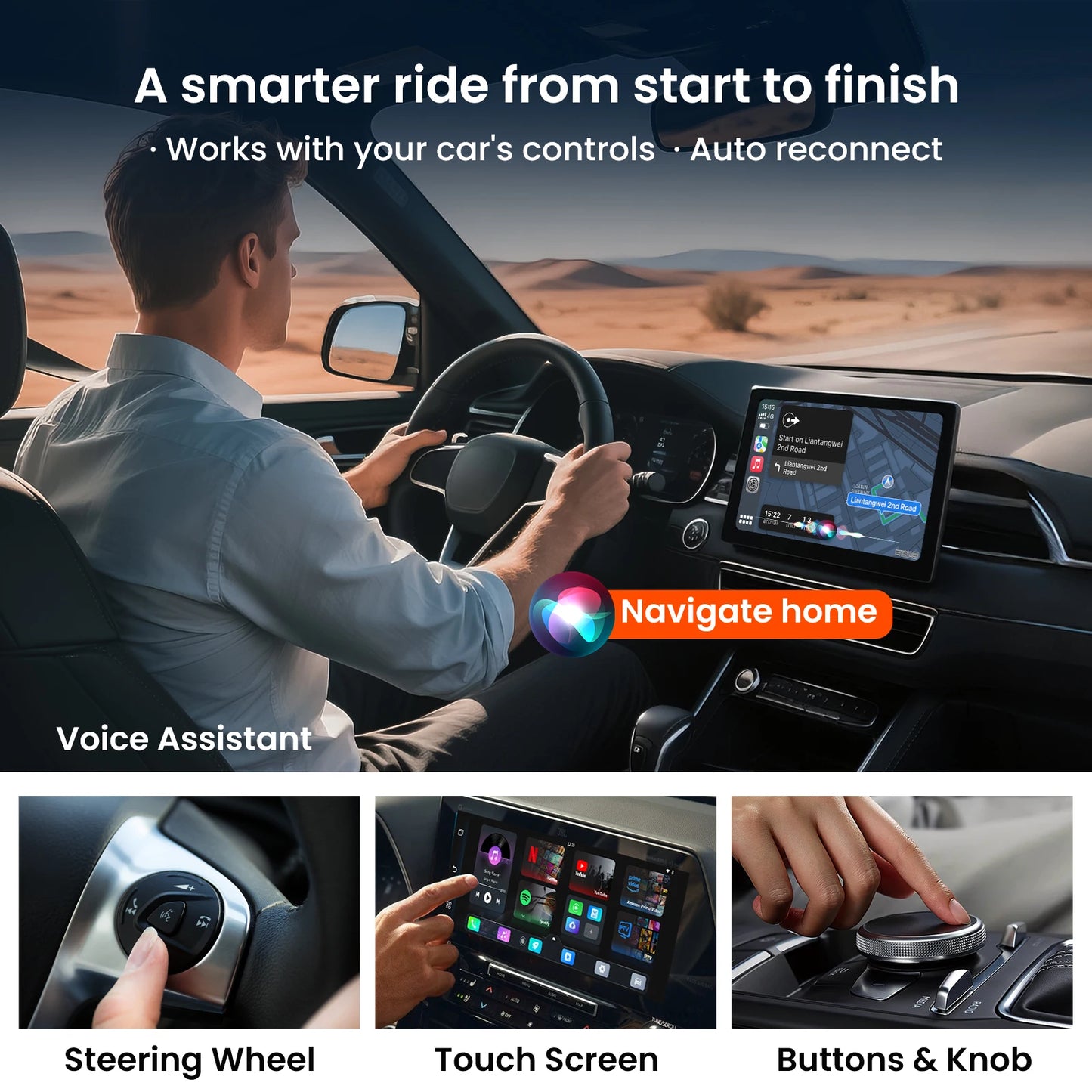 Getpairr Play2Video Ultra Ai Box Wireless CarPlay Android Auto Adapter Built in Youtube Netflix IPTV for Car with Wired Carplay