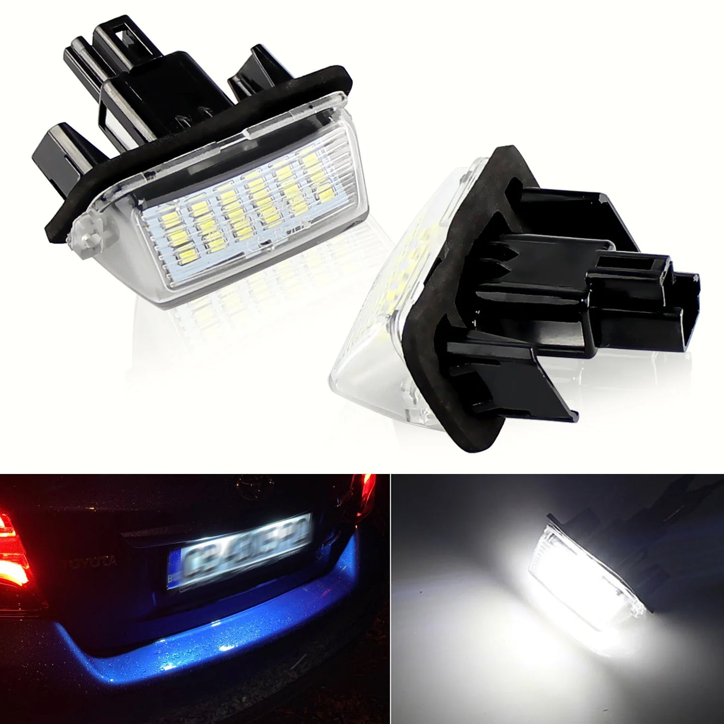 2Pcs LED License Number Plate Light Lamp For Toyota Camry Corolla Prius Yaris Highland Avalon Auris Vios Esquire EZ Noah Proace