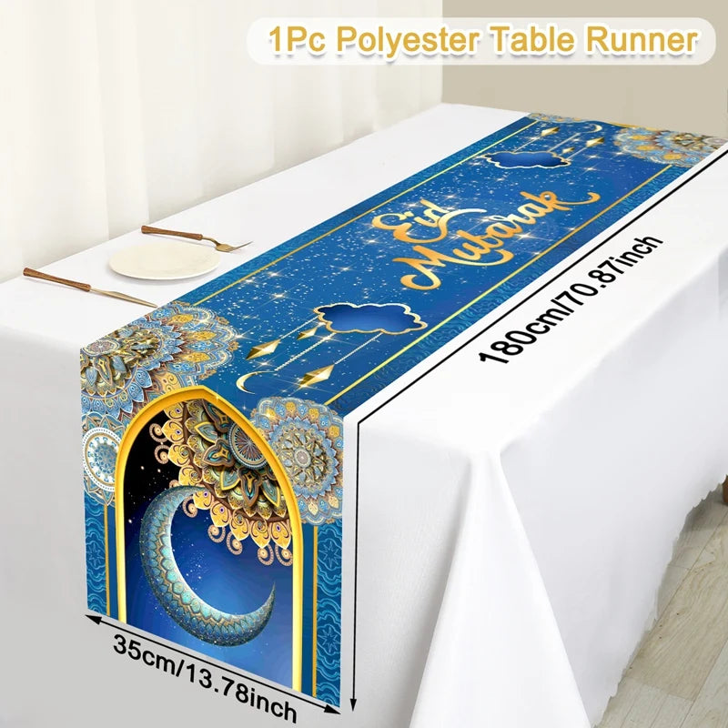 Eid Mubarak Table Runner Ramadan Tablecloths Ramadan Kareem Decoration for Home 2026 Islamic Muslim Party Eid Al Adha Gifts