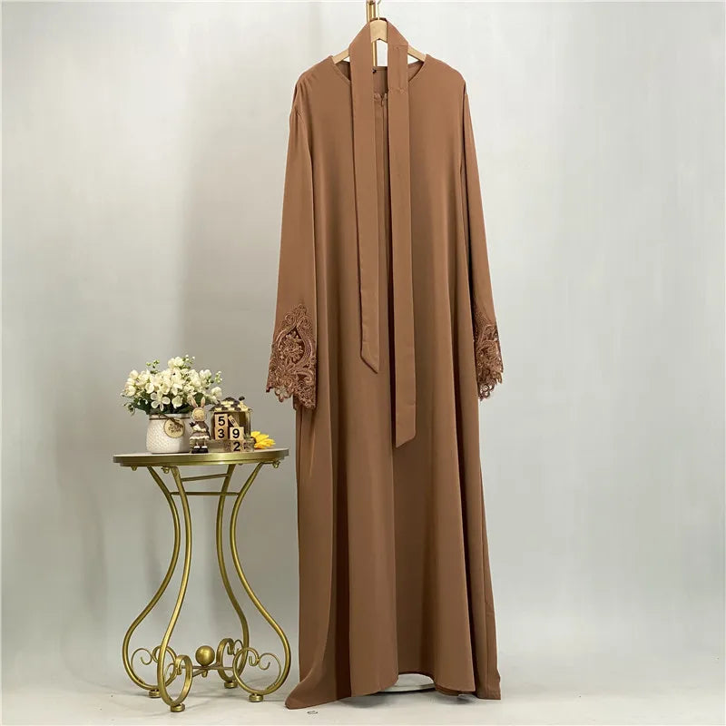 Ramadan Lace Abaya Dubai Luxury Muslim Women Maxi Dress Kebaya Caftan Marocain Femme Modest Robe Islam Clothing Kaftan Vestido
