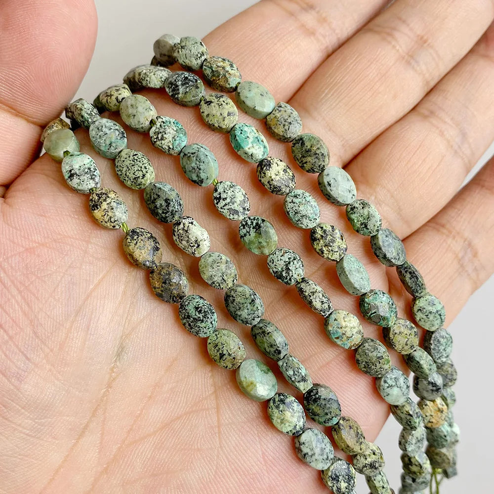 Healing Faceted Gems Beads Oval Shape Natural Crystal Jaspers Stone Loose Beads For Jewelry Making Necklace DIY Bracelet 6x8mm