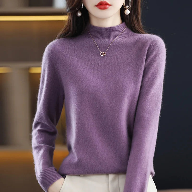 Women's Merino Wool Mock Neck Sweater