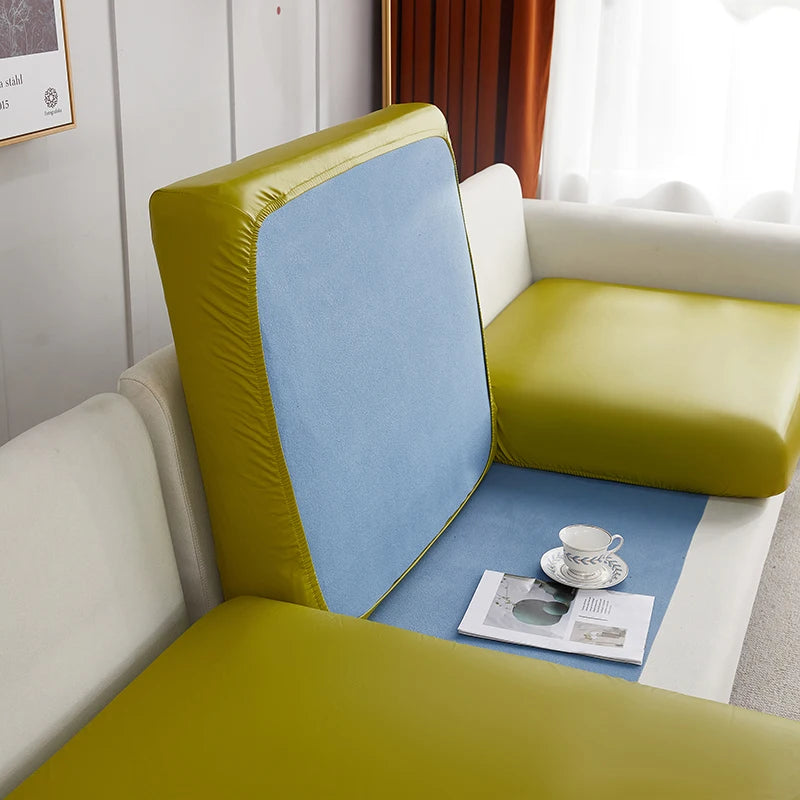 Stretch PU leather waterproof sofa cushion cover sofa seat slipcover backrest cover easy clean sofa protector for pets kids