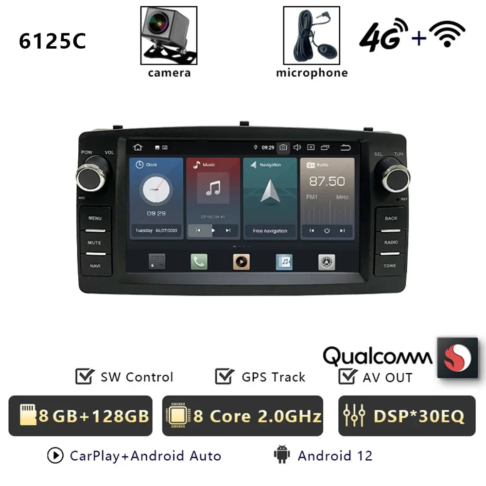 CHSTEK Android 14 Auto Car Radio For Toyota Corolla E120 2000-2006 BYD F3 Wireless Carplay Multimedia WIFI 4G Navigation FM BT