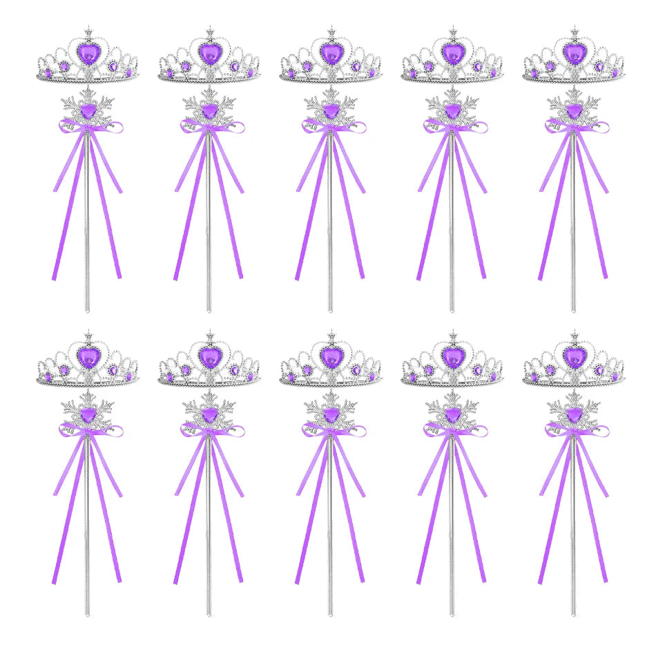 Wholesale 20pcs/lot Kids Crown Tiara Princess Magic Wand Wand Snowflake Fairy Stick Princess Show Dress Up Costume Accessories