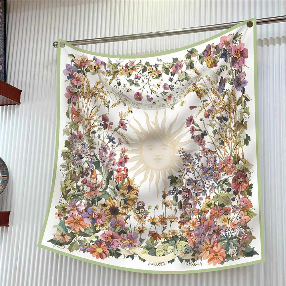 90cm Elegant Floral Silk Scarf for Women - Versatile Fashion Accessory
