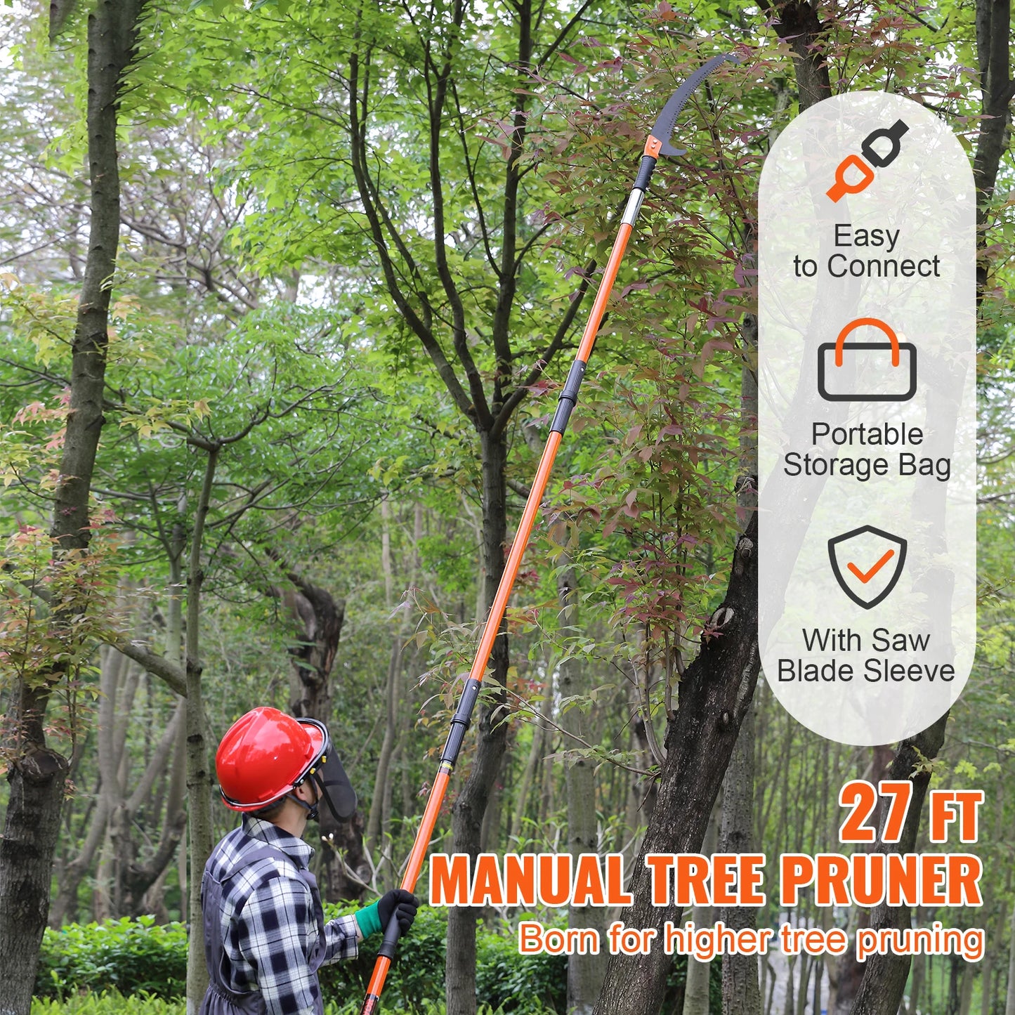 SucceBuy Manual Pole Saw – Extendable Tree Pruner with Sharp Steel Blade & Lightweight Aluminum Handle